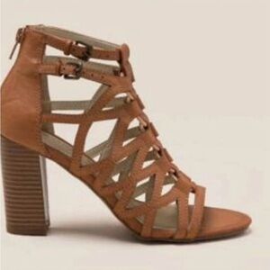 Rampage Brown Strappy Block Heel Sandals